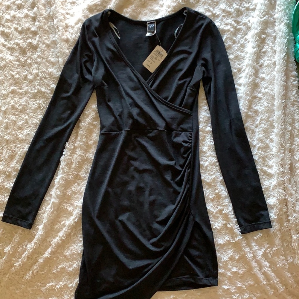 Long sleeve black mini dress